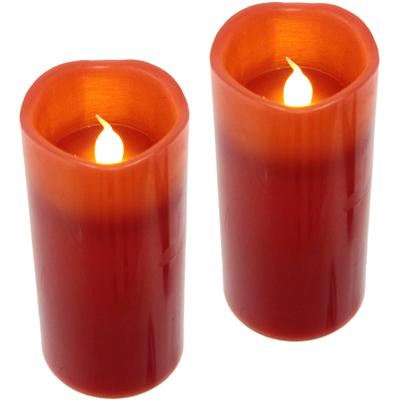 LED-Kerze I.GE.A. "Batteriebetriebene LED-Kerzen aus Echtwachs, Höhe ca. 12,5 cm", rot, H:12,5cm Ø:5,5cm, Echtwachs, Kerzen, flackerndes Stimmungslicht, Stumpenkerze für den Adventskranz Image