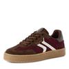 Plateausneaker TAMARIS, Damen, Gr. 38, merlot kombiniert, Veloursleder, Glattleder, kontrastfarbene Details, sportlich, Schuhe, Freizeitschuh, Halbschuh, Schnürschuh mit gepolstertem Schaftrand