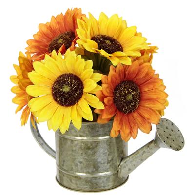 Kunstblume I.GE.A. "Sonnenblumen in Gießkanne", gelb (gelb, orange), B:25cm H:21cm L:20cm, Polyester, Kunstpflanzen, Herbstgesteck Herbstliche Blumen Image