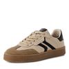 Plateausneaker TAMARIS, Damen, Gr. 39, beige (beige kombiniert), Veloursleder, Glattleder, kontrastfarbene Details, sportlich, Schuhe, Freizeitschuh, Halbschuh, Schnürschuh mit gepolstertem Schaftrand