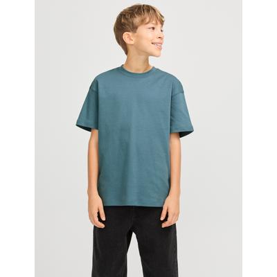 Rundhalsshirt JACK & JONES JUNIOR "JJEURBAN EDGE TEE SS O-NECK NOOS JNR", Jungen, Gr. 128, blau (oceanview), Single Jersey, Obermaterial: 100% Baumwolle, unifarben, modisch, loose fit normal, Rundhals, Kurzarm gerader Abschluss, Shirts Image