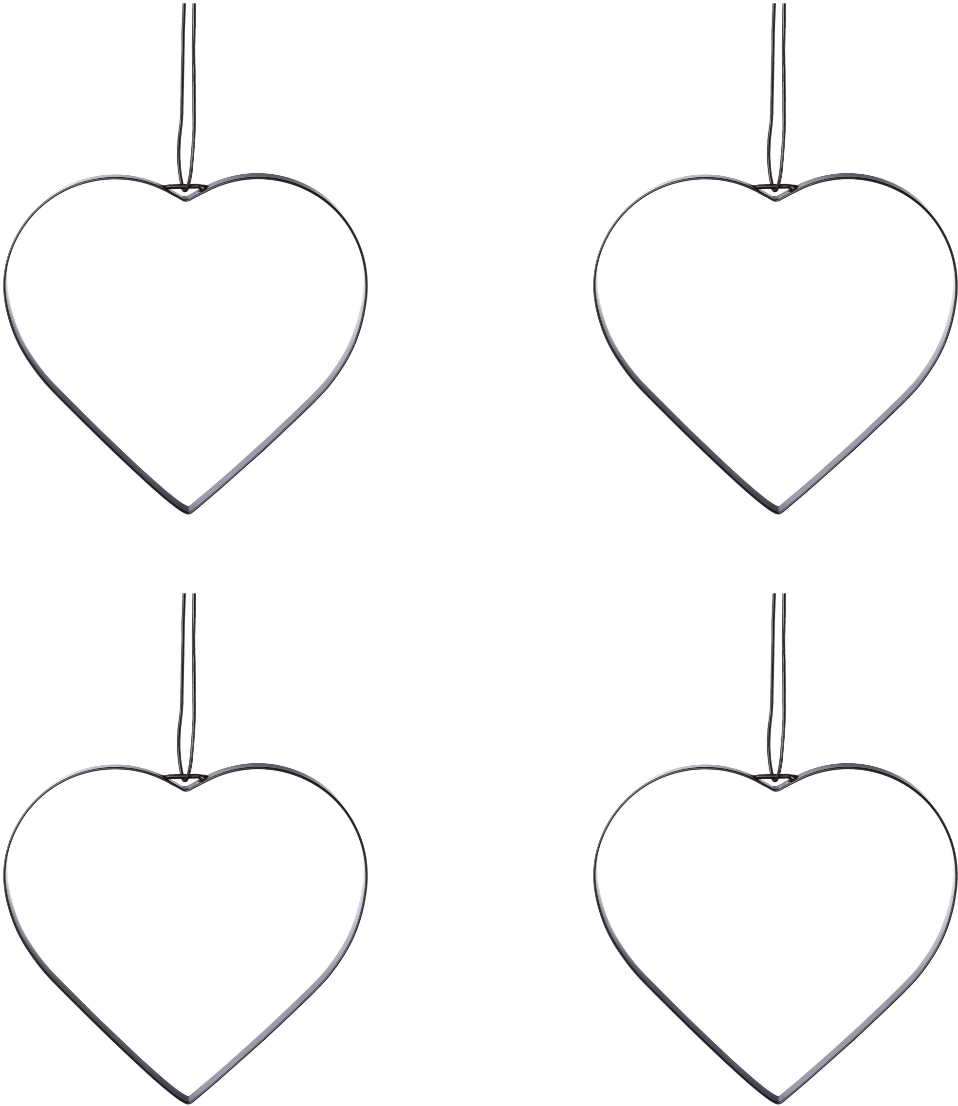 Dekohänger CREATIV DECO "Herz", schwarz, B:12cm H:12cm, Metall, Dekohänger, Metallring mit hochwertigem Lederband