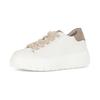 Plateausneaker GABOR, Damen, Gr. 41, weiß (weiß, beige), Nappaleder, Ziegenveloursleder, unifarben mit Farbeinsatz, sportlich, Schuhe, Schnürschuh, Halbschuh, Freizeitschuh mit Plüsch-Schnürsenkeln