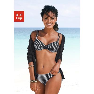 Bügel-Bikini-Top S.OLIVER "Hill", Damen, Gr. 38, Cup E, schwarz-weiß (schwarz, weiß, gestreift), Microfaser, Polyamid, Bikini-Oberteile, mit Doppelträger Image
