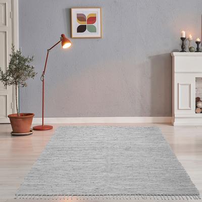 Teppich THEKO "Happy Cotton Fleckerl, handgewebt" Gr. 2, grau, B:60cm H:5mm L:120cm, Baumwolle, Teppiche, Fransenteppich, Flachgewebe, reine Baumwolle, meliert, mit Fransen, auch als Läufer Image