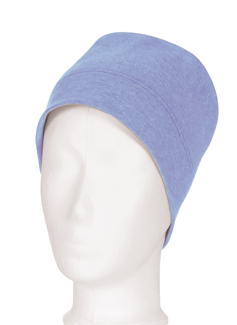 Strickmütze TRIGEMA "TRIGEMA Soft-Cap", Kinder, Gr. 900, lila (lavendel, melange), Baumwollmischung, Mützen Image