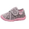 Hausschuh SUPERFIT "SPOTTY WMS: Mittel", Kinder, Gr. 24, rosa (grau, rosa stern), Textil, metallic, klassisch, Schuhe, Klettschuh, Kindergarten Schuh mit Motiv, Größenschablone zum Download