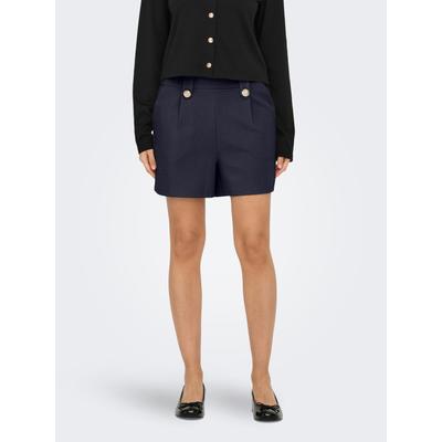 Shorts ONLY "ONLSANIA TIE BUTTON SHORTS CS JRS", Damen, Gr. XL (42), N-Gr, blau (night sky), Obermaterial: 95% Polyester, 5% Elasthan, unifarben, modisch, regular fit kniefrei, Hosen Image