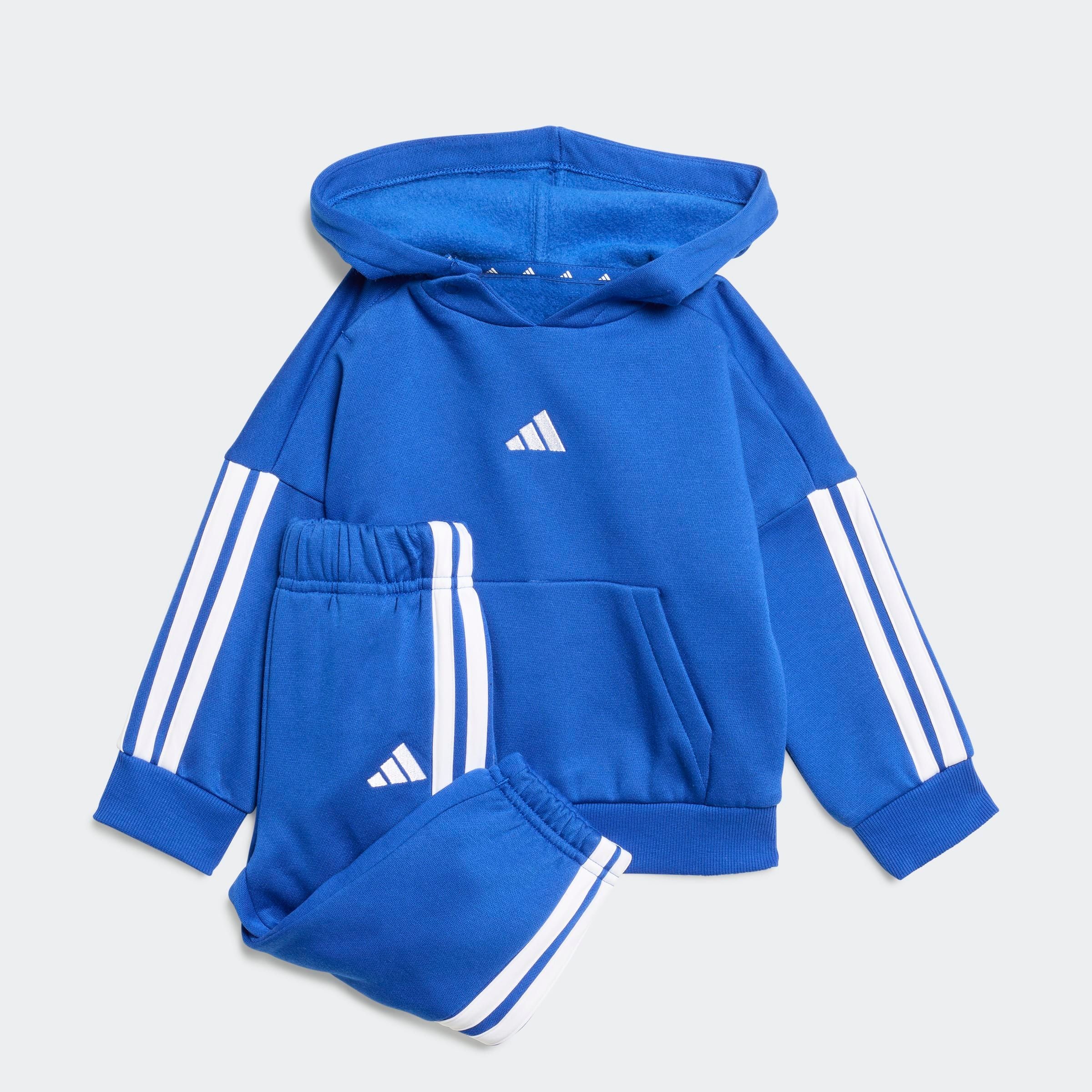 Trainingsanzug ADIDAS SPORTSWEAR "I 3S FL HD JOG", Kinder, Gr. 68, royal blau, weiß, weiß, Obermaterial: 70% Baumwolle, 30% Polyester, Sportanzüge Image