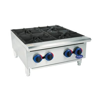 Globe C24HT 24" Gas Hotplate w/ 4 Burners & Manual Controls, Convertible, Stainless Steel, Gas Type: Convertible
