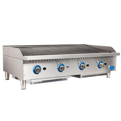Globe GCB48G-SR 48" Countertop Gas Charbroiler w/ Cast-Iron Grates, Radiant, Stainless Steel, Gas Type: Convertible