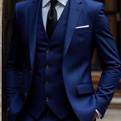 TEMU Men'-piece Suit With A Formal Attire, Including A Jacket, Vest, And Trousers, Suitable For Weddings And Important Occasions. Image