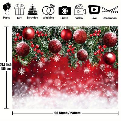TEMU 1pc Christmas Backdrop, Red Merry Photography Background For Winter New Year Eve, Birthday, Photo Booth Decoration Props Image