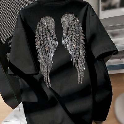 TEMU Graphic Print Drop Shoulder T-shirt Short Sleeve Crew Neck Casual Top For Womens Clothing Image