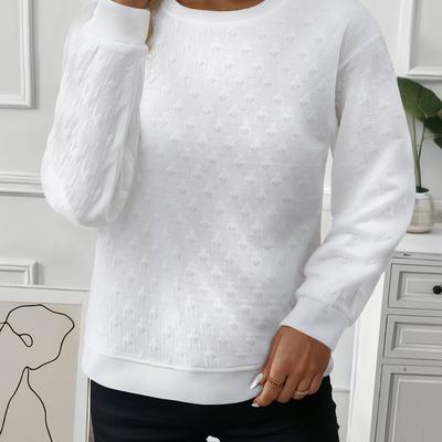 TEMU Women's Soft Sweatshirt - Grid Pattern Pullover, Round Neck Long Sleeve Machine Washable Fall - Casual Top, Cute Sweatshirts, Autumn Apparel, Modern Pullover, Durable Fabric Image