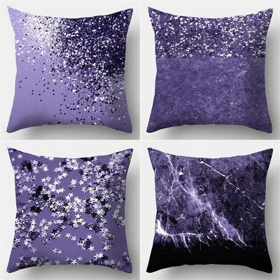 TEMU 1pc Or 4pcs Set Purple Style Pattern Pillowcase Office Chair Cushion Cover Home Decoration Bedroom Sofa Decoration Single Sided Pillowcase Without Filling Image