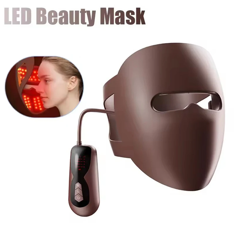 4-Farben-Licht-Gesichts-LED-Maske, rote Lichttherapie, 320 Perlen, Gesicht, Photon, Licht, Hautverjüngung, Anti-Falten, Anti-Akne, Schönheitspflege Image