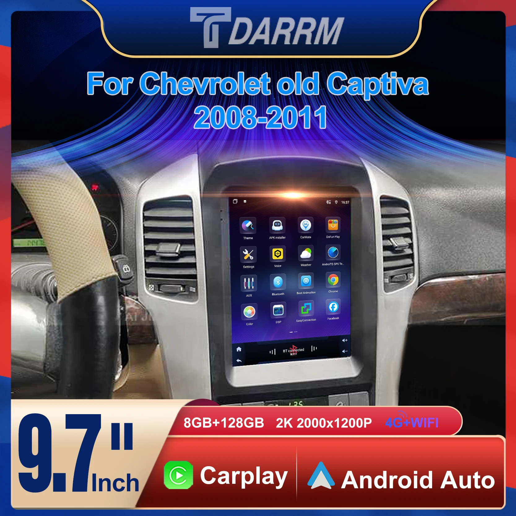 Per Chevrolet vecchia Captiva 2006-2012 Autoradio Auto Android 13 Video Lettore da 9.7 pollici Unità principale Stereo CarPlay GPS Auto Multimedia