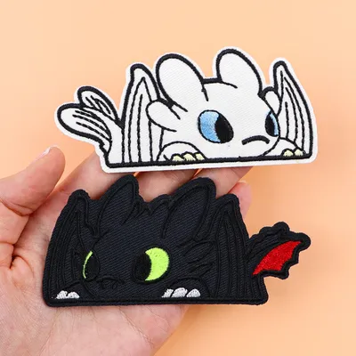 Toothless Iron On Patch Clothes Patch For Clothing Cartoon Animal Embroidered Patch Garment Apparel Accessories Sewing Stickers