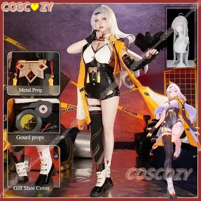 Anime Spiel Zenless Zone Null Cosplay Yixuan Kostüm Perücke Sexy Overall Chinesische Stile Mantel Uniform Gelb Mantel Schuh Abdeckung Requisiten Image