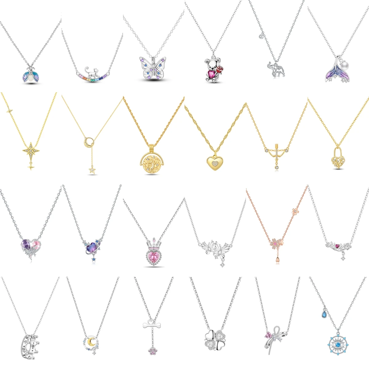 Orstarry Original-Halskette mit Anhänger aus 925er Silber, romantischer Stil, Schmetterlings-Herzform-Halskette, passend für Damen, Schmuck, Festival-Geschenke Image