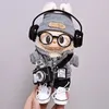 15 cm/17 cm Labubu Universal Hoodie Set Grau Trendiges Outfit mit Kamera Brille Kopfhörer & Canvas Schuhe Serie 1-3 kompatibel