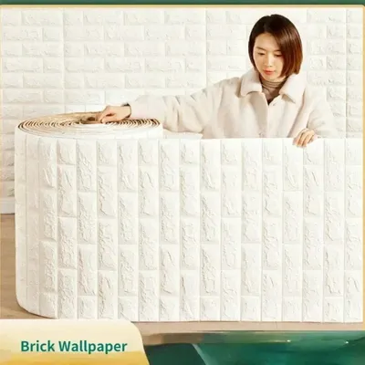 10m 3D Brick Wall Stickers Diy Decorative Self-Adhesive Waterproof Wallpaper Children'S Room Bedroom Kitchen Home Decoration