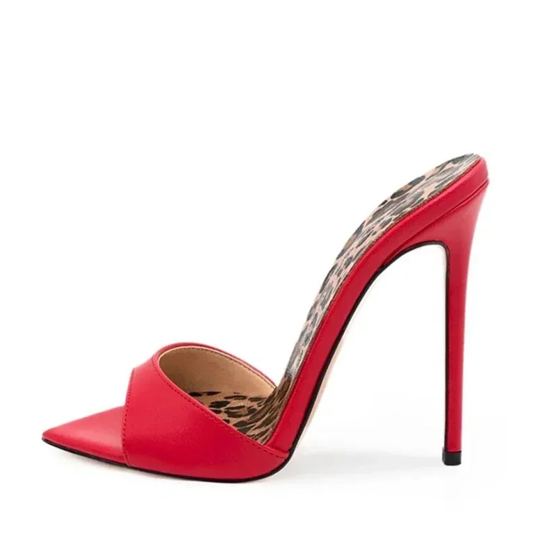 12 cm Hausschuhe hohe dünne Heels Schuhe Frauen spitze Zehen Slip auf Kleid Dating Party Mode sexy Frauen Sandalen plus Größe LX045