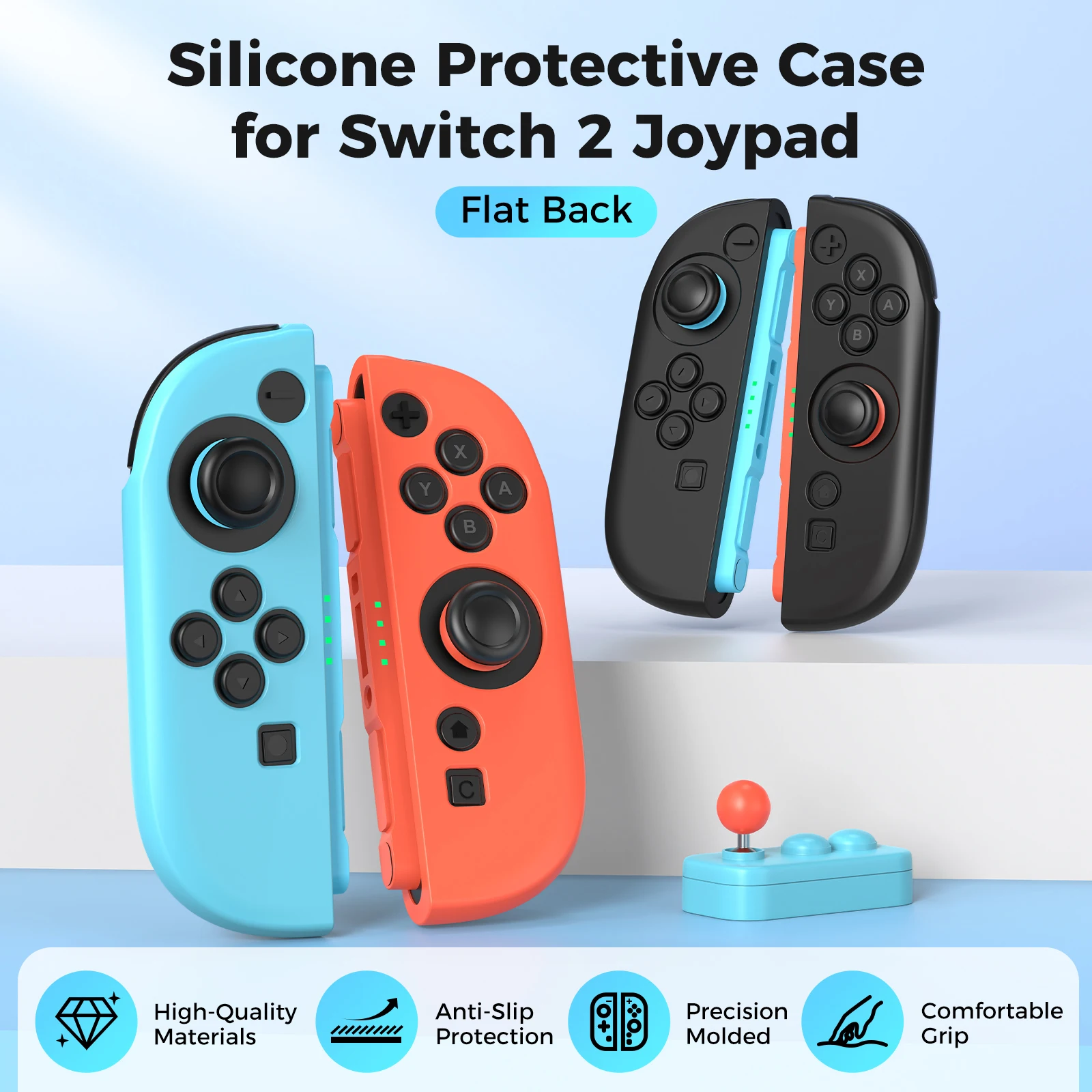 IINE Silikon-Schutzhülle für Switch 2, Joypad/Flache Version, hochwertige Materialien, rutschfester Schutz, präzise geformt, Co Image