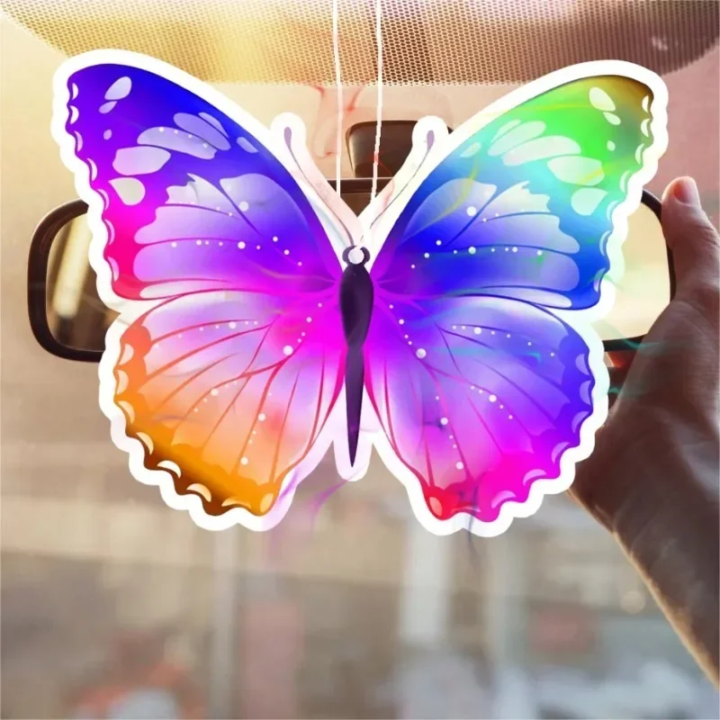 1pc seltsame magische bunte schmetterlings förmige Diffusor tabletten, Auto hängender Lufter frischer, Parfüm duftender Rückspiegel anhänger Image