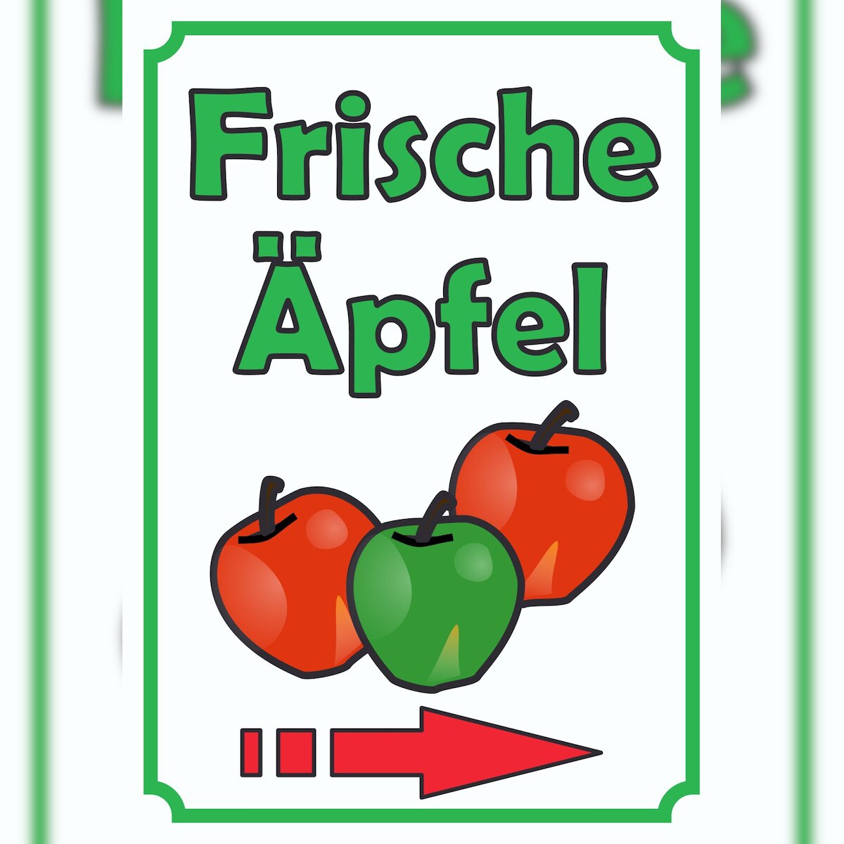 HB-Druck Verkaufsschild Schild Äpfel Hochkant mit Pfeil rechts A5 (148x210mm) Image