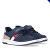 Sneaker TOMMY HILFIGER, Kinder, Gr. 29, blau (blau, beige), Synthetik, sportlich, Schuhe, Retro Sneaker, Klettschuh mit Gummizug