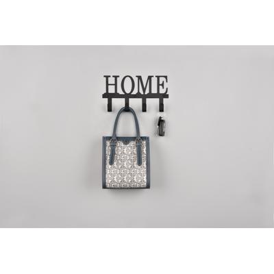 Garderobe MIRRORS AND MORE "Nelly", schwarz, B:25cm H:13cm T:0,2cm, Metall, Garderobenpaneele, Home Schriftzug mit 4 Haken Image