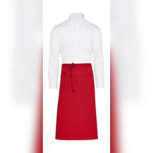 ROME - Recycled Bistro Apron with Pocket: One Size / Red Image