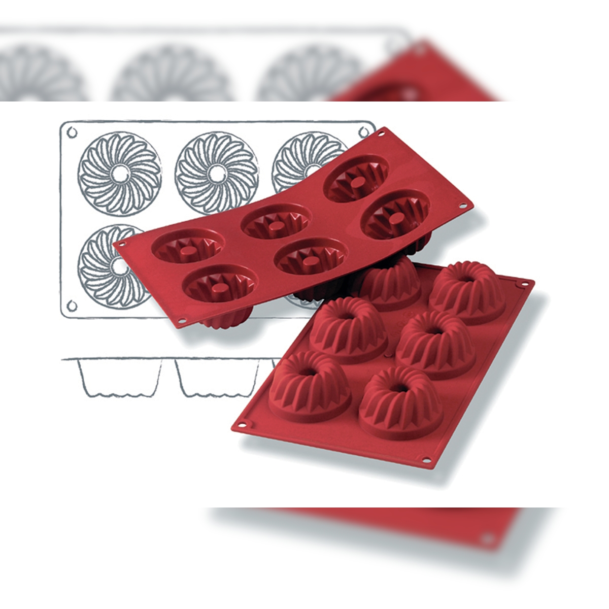 Schneider - Silikon-Backformen, Gugelhupf, Ø 70 mm, Höhe: 36 mm Image