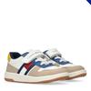 Sneaker TOMMY HILFIGER, Kinder, Gr. 28, beige (weiß, blau, beige), Synthetik, sportlich, Schuhe, Retro Sneaker, Klettschuh mit Gummizug