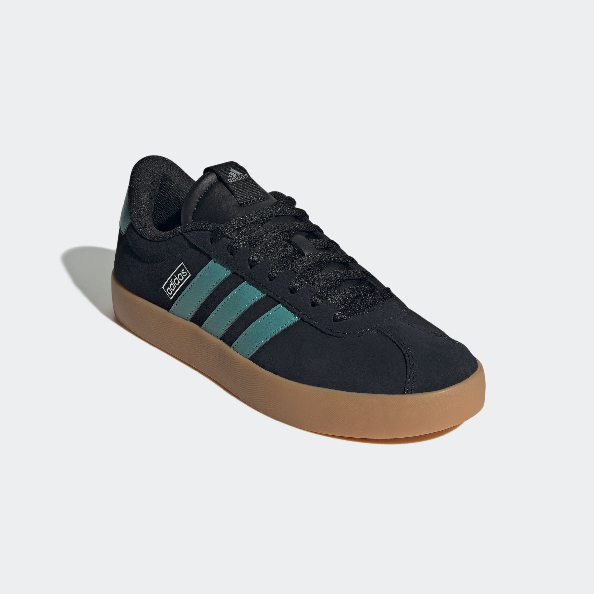Sneaker ADIDAS SPORTSWEAR "VL COURT 3.0", Herren, Gr. 46, silber (core schwarz, powder teal, silber metallic), Leder, Synthetik, Schuhe Sneaker, inspiriert vom Design des adidas samba