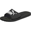Badesandale PUMA "PURECAT", Gr. 44,5, schwarz-weiß (schwarz, weiß), Synthetik, sportlich, Schuhe Badelatschen Pantolette