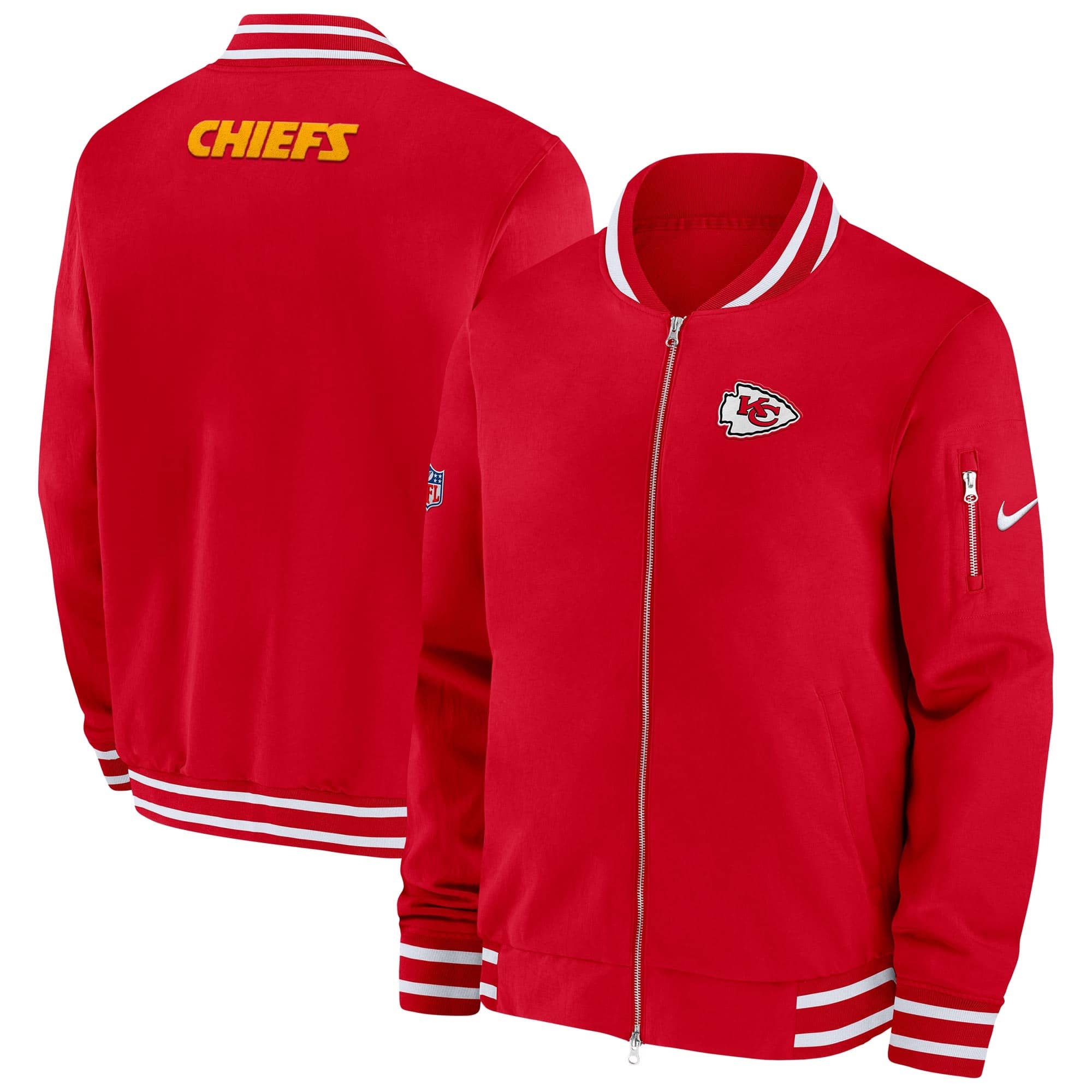 Bomberjacke NIKE "Nike Jacke Kansas City Chiefs Nike Coach Bomber", Herren, Gr. L, rot, Popeline;Jersey, 100% Polyester, Jacken Bomberjacke