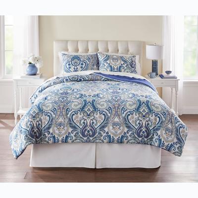 Men’s Big & Tall BH Studio 3-Pc. Microfiber Comforter Set by BH Studio in Blue (Size QUEEN)