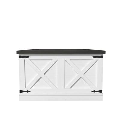 Farmhouse Coffee Table, Square Wood Center Table with Large Hidden Storage Compartment for Living Room