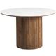 Table à manger ronde en céramique effet marbre et noyer 6 places
