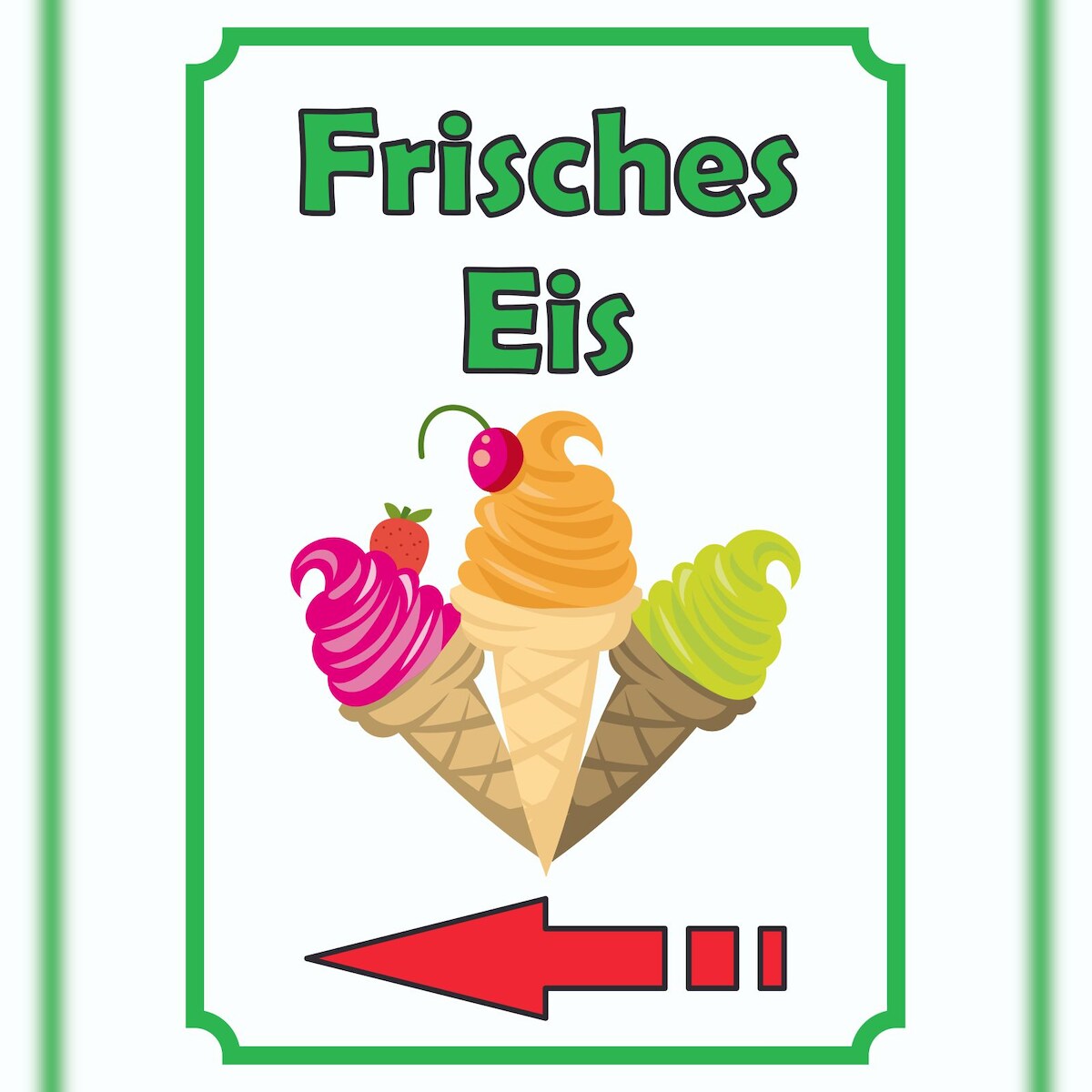 HB-Druck Frisches Eis Schild Hochkant mit Pfeil links A0 (841x1189mm) Image