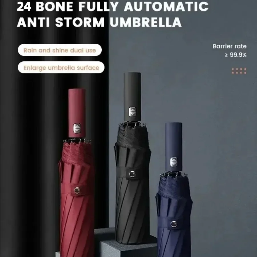 Supergroßer faltbarer Regenschirm mit UV-Schutz und Sonnenschutz, verstärkt mit 24 Knochen, wind- und wasserdicht groß Image