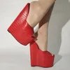 LAIGZEM SUPER Hohe Frauen Pumpen Keile Slip auf 7 CM Plattform 22 CM High Heels Maultiere Club Damen Schuhe Frau große Größe 38 41 44 48