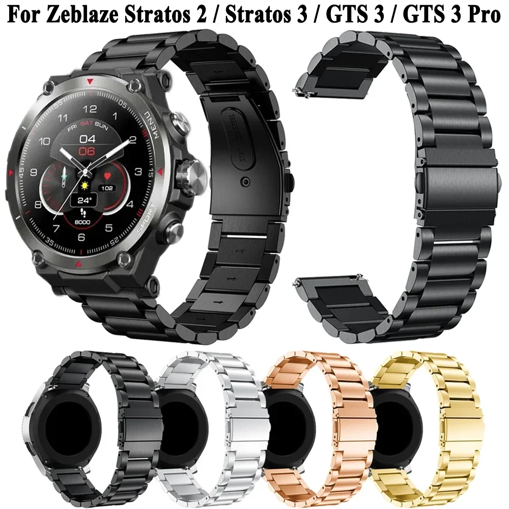 22 mm Edelstahlband für Zeblaze Stratos 3 2, Armband für Zeblaze GTS GTR2 3 Pro/Btalk 3 Pro/Ares 3 Pro/Beyond 3 Pro Armband Image