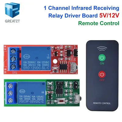 IR 1-Kanal-Infrarotempfänger, Fahrschalter, Relais-Treibermodulplatine, 5 V/12 V + aktive Fernbedienung Image