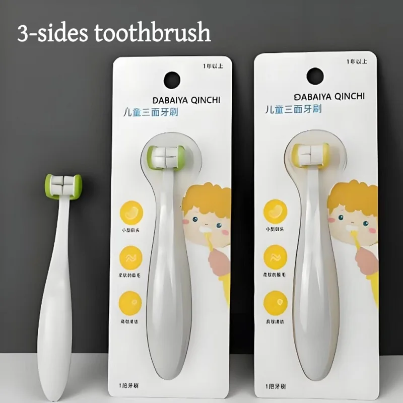 Silikonbürstenkopf Kinderzahnbürste mit weichen Borsten, Zahnfleisch reinigen und schützen, 3-seitige Zahnbürste Image