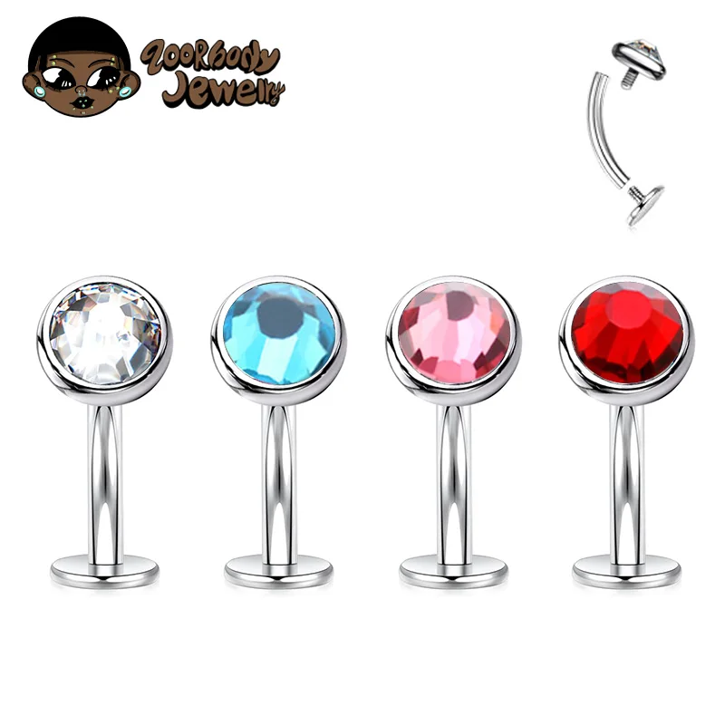 G23 Titan 14G umgedreht Körper Piercing Nombril Ombligo Bauchnabel Ring Männer Frauen Körper Schmuck Kristall Nabel Ring bar Kurve Image