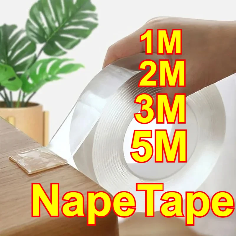 Nano Tape Transparentes doppelseitiges Klebeband, wasserdichte Wandaufkleber, wiederverwendbar, hitzebeständig, für Badezimmer, Heimdekoration Image
